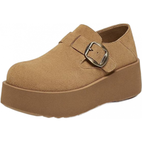 百丽（Belle）千层可颂质感勃肯鞋女款商场厚底增高休闲鞋E4S1DCM5 棕色 36