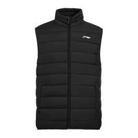 李宁(LI-NING)羽绒马甲男士冬轻薄保暖鸭绒运动休闲背心外套羽绒服 黑色-1 XL