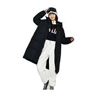 卡帕(Kappa)复古运动羽绒服2023女冬连帽羽绒服长款户外防寒服K0D82YY23 黑色 M