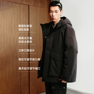 【防泼水】杰克琼斯工装口袋羽绒服男冬加厚保暖宽松外套男装 E43纯黑色 170/92A/S