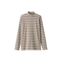 無印良品 MUJI 無印良品  女式 弹力 罗纹织 半高领 T恤 BBM05A2A 打底衫 米白色条纹 M