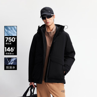 【防泼水】杰克琼斯工装口袋羽绒服男冬加厚保暖宽松外套男装 E43纯黑色 170/92A/S
