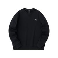 ANTA安踏加绒卫衣男冬季保暖圆领卫衣长袖套头衫针织运动休闲加厚上衣 【小logo加绒同款】基础黑-2 S(男165)