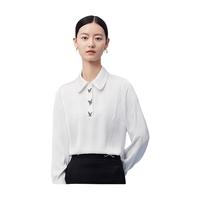 FINITY菲妮迪品牌T恤2024年春季简约休闲风衬衫领设计感通勤上衣女 白色 S