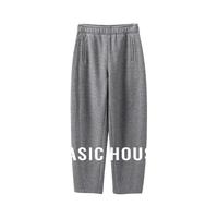Basic House/百家好加厚加绒休闲裤女秋冬香蕉裤奶奶裤保暖百搭宽松显瘦新款 灰色
