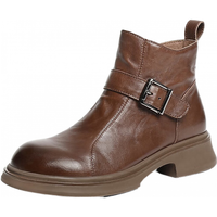 百丽（Belle）黑巧靴抓皱牛皮时装靴女2025冬切尔西短靴E8P1DDD5 棕色-单里 37