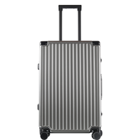 WORLD GEOGRAPHY 世界地理 德国行李箱男女大容量旅行登机铝框杯架拉杆箱万向轮密码 星空灰(简约) 28英寸