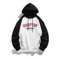 MMOPTOP连帽宽松卫衣男秋冬季潮牌字母拼色针织衫上衣Z628白色3XL 3XL(170-200斤)