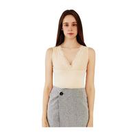 纤丝鸟TINSINO保暖背心女士莫代尔棉美体内衣收腹中厚网纱加绒背心 肤色 均码M-XXL