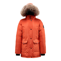 君羽户外800蓬羽绒服女中长款加厚保暖工装冬款大鹅羽绒服52034 橙红 L【白鹅绒222克】