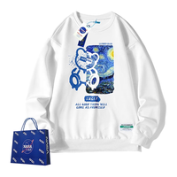 NASA LIKE 潮牌秋冬季卫衣男女小熊长袖t恤圆领装男生打底衫上衣服 白色-加绒款 XL(125-140斤)