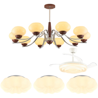  NVC/雷士 美式复古奶油风 吊灯+风扇+光源  三色可调 10个 90W