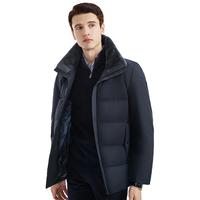 杉杉【鹅绒系列】羽绒服男绵羊毛翻领冬季商务休闲通勤加厚保暖外套 180/96A(XL)