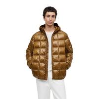 H&M男装棉衣冬季保暖绗缝户外轻便宽松连帽外套1169656 深黄色 175/100A