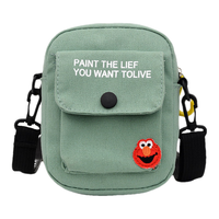 易途一客 韩版ins帆布斜挎包女包新款2023网红同款学生小清新手拿单肩包 果绿色