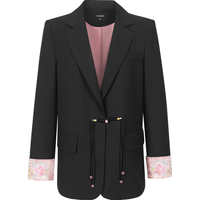 衣香丽影黑色新中式国风西装女2025年春装设计感刺绣休闲外套 黑色 L (165)