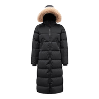 君羽户外服羽绒服女长款过膝800蓬白鹅绒加厚时尚大毛领鹅绒服E52094 黑色 L【白鹅绒303克】