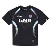 李宁(LI-NING)x LPL LNG战队丨2024赛季经典队服男女同款夜光短袖T恤 黑色-1 XXL