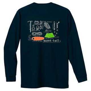 mont·bell 长袖t恤男女通用户外春夏轻便速干透气圆领时尚印花上衣 1114772 NV海军蓝