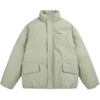 GUUKA绿色千鸟格高领羽绒服男冬季保暖 分割收褶滑雪服厚外套宽松