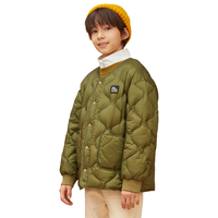  鸿星尔克 ERKE 轻薄羽绒服短无领印花男女童保暖外套安心绒TC336201博洋绿150 150/72
