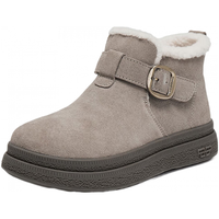 百丽（Belle）复古皮带扣雪地靴女2025冬厚底加保暖短靴E4K1DDD5 灰色 37