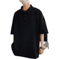 Shelley Jones潮流polo衫男翻领短袖加大码胖子宽松夏季装青少年半袖衣服 黑色 XL