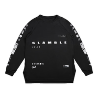 SLAMBLE冬季字母印花运动长袖T恤男速干透气投篮训练服上衣 黑色 L