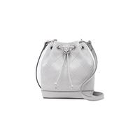 FION 菲安妮 牛皮菱格抽带水桶包女包新款真皮斜挎包大容量单肩包