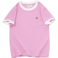 Gap 盖璞 女装2024夏季辣妹紧身短袖T恤撞色亲肤舒适女友T429376 粉红色 175/92A(XL) 亚洲尺码