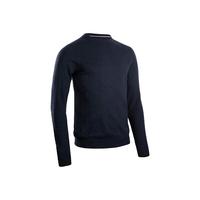 迪卡侬圆领毛衣男秋冬保暖防寒针织衫打底衫宽松MSMW深蓝色XL 4319156