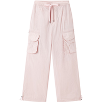 PEACEBIRD 太平鸟 高腰工装口袋长裤2024年夏季宽松直筒束脚运动休闲裤女 粉色 L