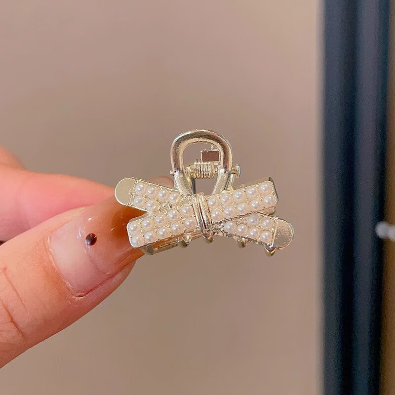玖维娅珍珠抓夹半扎发夹女小号前额碎发刘海夹子头饰侧边夹发卡 JYFJ104珍珠X