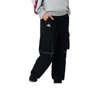 Kappa 卡帕 Kids卡帕24春秋装儿童休闲长裤舒适简约百搭男女童黑色工装裤 黑色 130