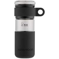 希诺（HEENOOR）玻璃杯茶水分离泡茶杯子男办公车载水杯便携随手杯 经典黑 460mL