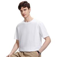 罗蒙(ROMON)男女同款+纯棉时尚休闲短袖T恤衫2024夏季纯色打底衫 白色 190