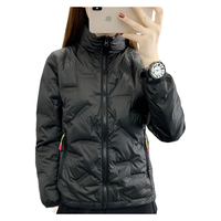 杰丽·莫克（Jerrie Mock）户外轻薄羽绒服女立领90%白鸭绒内胆秋冬季防风短款保暖外套 女-暗黑 3XL