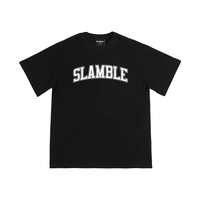 SLAMBLE简版短袖t恤宽松休闲百搭圆领男上衣跑步训练运动球衣 黑色 XL