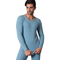 皮尔卡丹男士无痕自由裁棉质保暖内衣套装天然棉保暖秋衣秋裤 深灰紫 M(90-125斤)