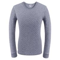 宜而爽 秋衣保暖上衣男三层加厚纯棉男士防寒圆领暖棉柔软亲肤保暖秋衣打底内衣 岩石灰 XXXL/185