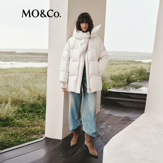 MO&Co.羽绒服2025冬90鸭绒抗寒暖绑结领【轻暖漫游系列】MBE4EINT15 米白色 L /170