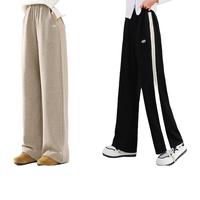 优优1点（Yoyo one）女童阔腿裤裤子春秋2024儿童中大童春装直筒卫裤女孩长裤 15077咖+15001黑【春秋】 150cm