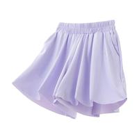 艾卡诺 I.KARNOW女童裙裤2024儿童短裤夏季外穿大女孩运动速干宽松大裤腿裤子 18426白色18416粉色 150cm