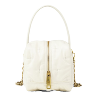 HR赫莲娜女包2024单肩包斜挎包女小包个性小众设计感刺绣盒子包 米白色