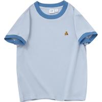 Gap女装2024夏季辣妹紧身短袖T恤撞色亲肤舒适女友T429376 蓝色 165/84A(M) 亚洲尺码