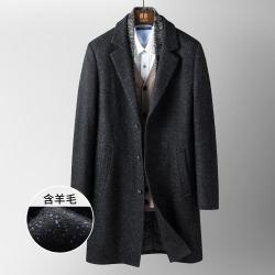 ROMON 罗蒙 一衣两穿 可拆卸领含羊毛大衣保暖毛呢外套男士大衣