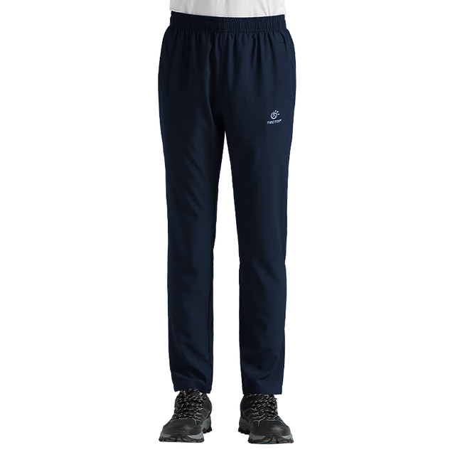 探拓 速干裤男户外耐磨弹力休闲夏季薄款透气跑步运动速干长裤女 男款黑色 S