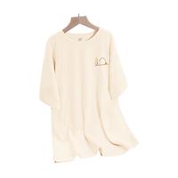 真维斯短袖女2024夏季杏色宽松大码休闲复古美式圆领t恤女JR 杏8170 160/84A/S