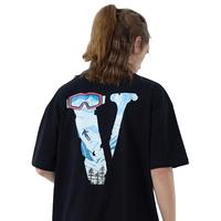 VLONE 短袖T恤男季潮流oversize半袖圆领印花休闲打底衫 黑色QG-V23  M