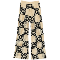 SANDRO【同款】2024春夏女装镂空休闲阔腿针织长裤SFPPA01424 A189/杏色 40